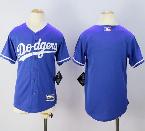 Dodgers Blank Blue Cool Base Stitched Youth MLB Jersey - Click Image to Close